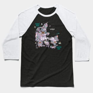 Denmark illustrated map Baseball T-Shirt